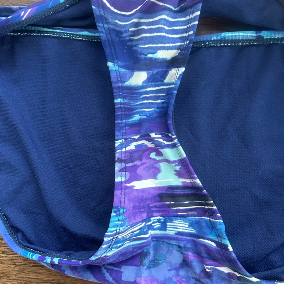 LAUREN RALPH LAUREN Blue Abstract Tankini Two Piece Swimsuit | Size XL 14 / 16 - Picture 10 of 15
